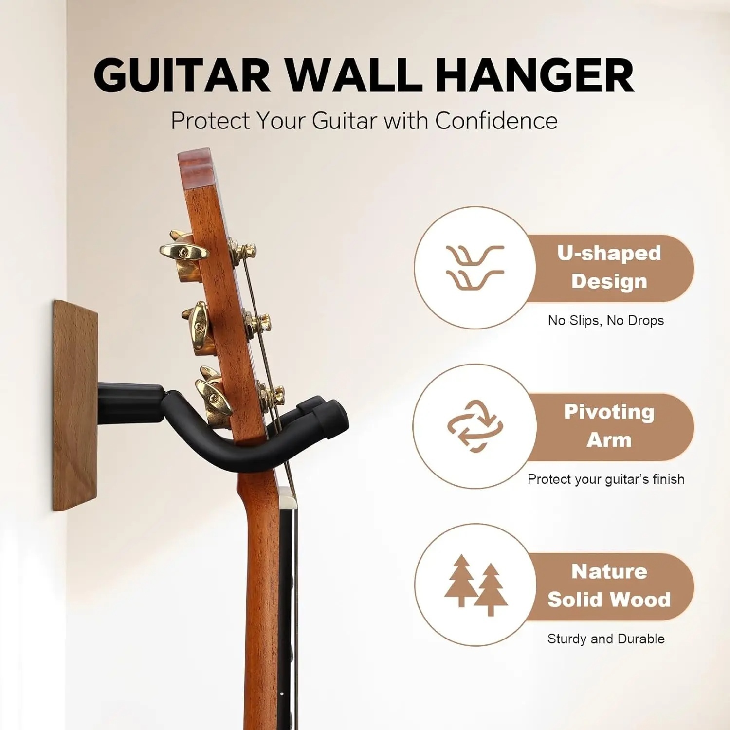 Musical Instrument Bass - Wandmontierter Gitarrenhalter für E-Bass und Ukulele,
