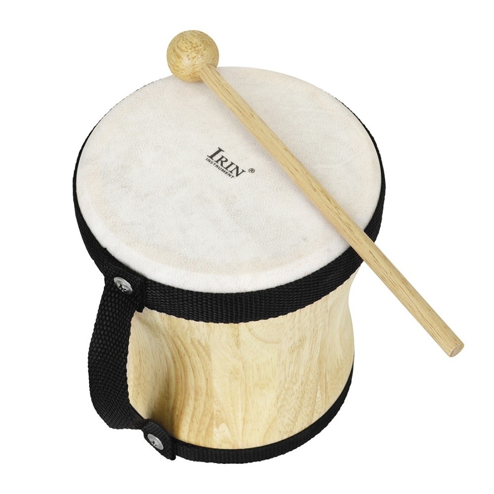 Tambourine Hand Drum - Indische Holzhandtrommel mit Schafsfell-Trommelfell, Frühpädagogische Holztrommeln,