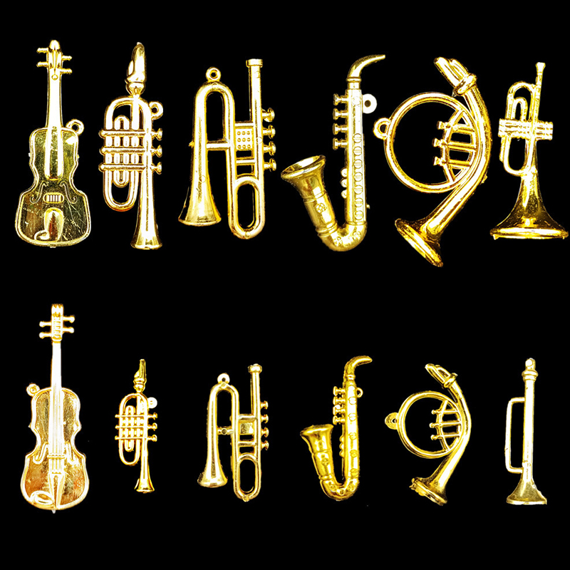 Musical Instrument With A - 5/10/20 Stück, verschiedene Stile, goldfarben, Mini-Musikinstrumente,