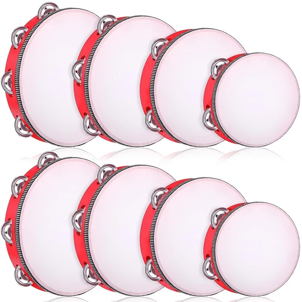 Tambourine Hand Drum - 4/6/8/10 Zoll Handtrommel Metall-Jingles Kindertrommel Perkussions-Spielzeug