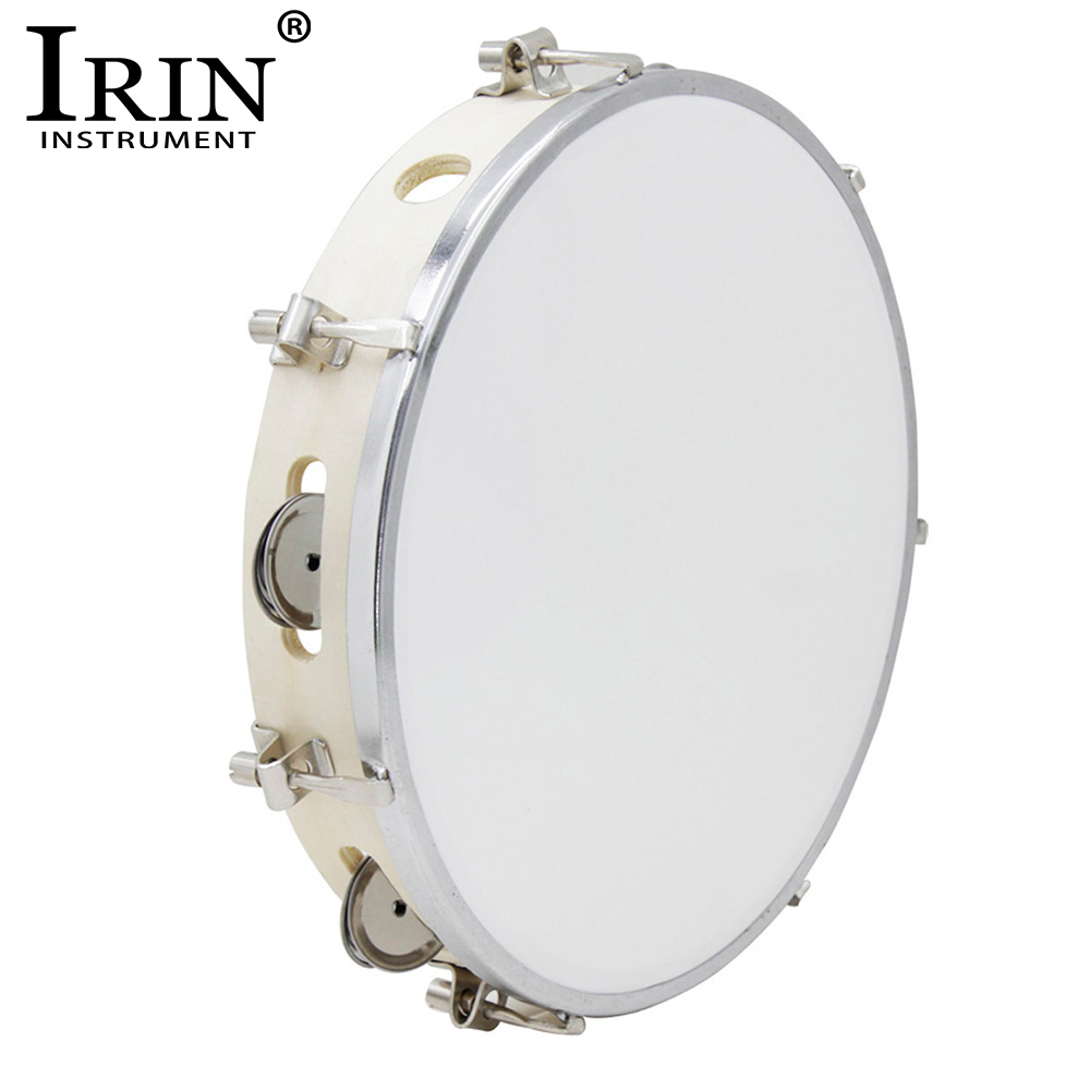 Tambourine Hand Drum - IRIN 10-Zoll-Tamburin, verstellbares Holzpanel, Handglocke, Trommel,
