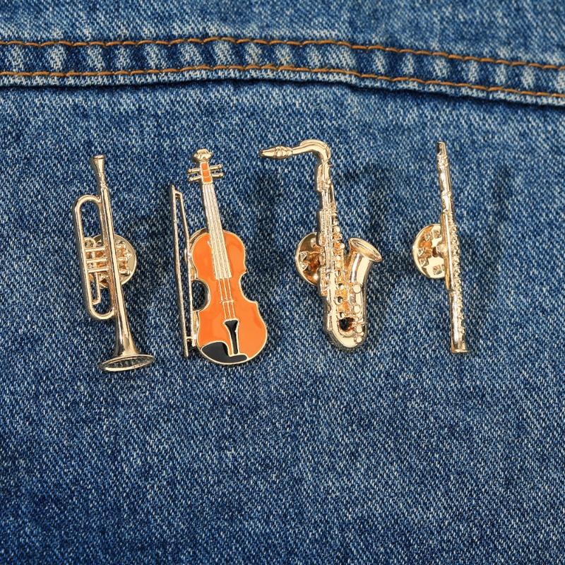 Musical Instrument In Orchestra - 1 Stück Symphonieorchester-Abzeichen Lustige Musikinstrumente Emaille-Broschen