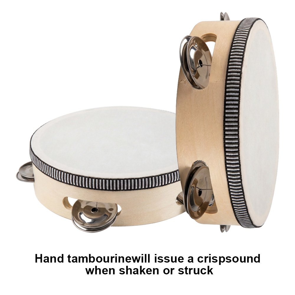 Tambourine Hand Drum - 6-Zoll-Handtrommel, Tamburin-Trommel, Metall-Jingles, Percussion-Musikinstrument für KTV-Partyspiele