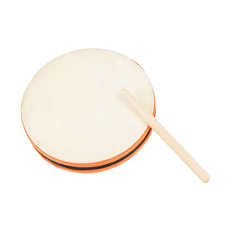 Tambourine Hand Drum - Handtrommel Doppelseitig Mit Trommelstock Tamburin Kinder-Bildungsmusikspielzeug